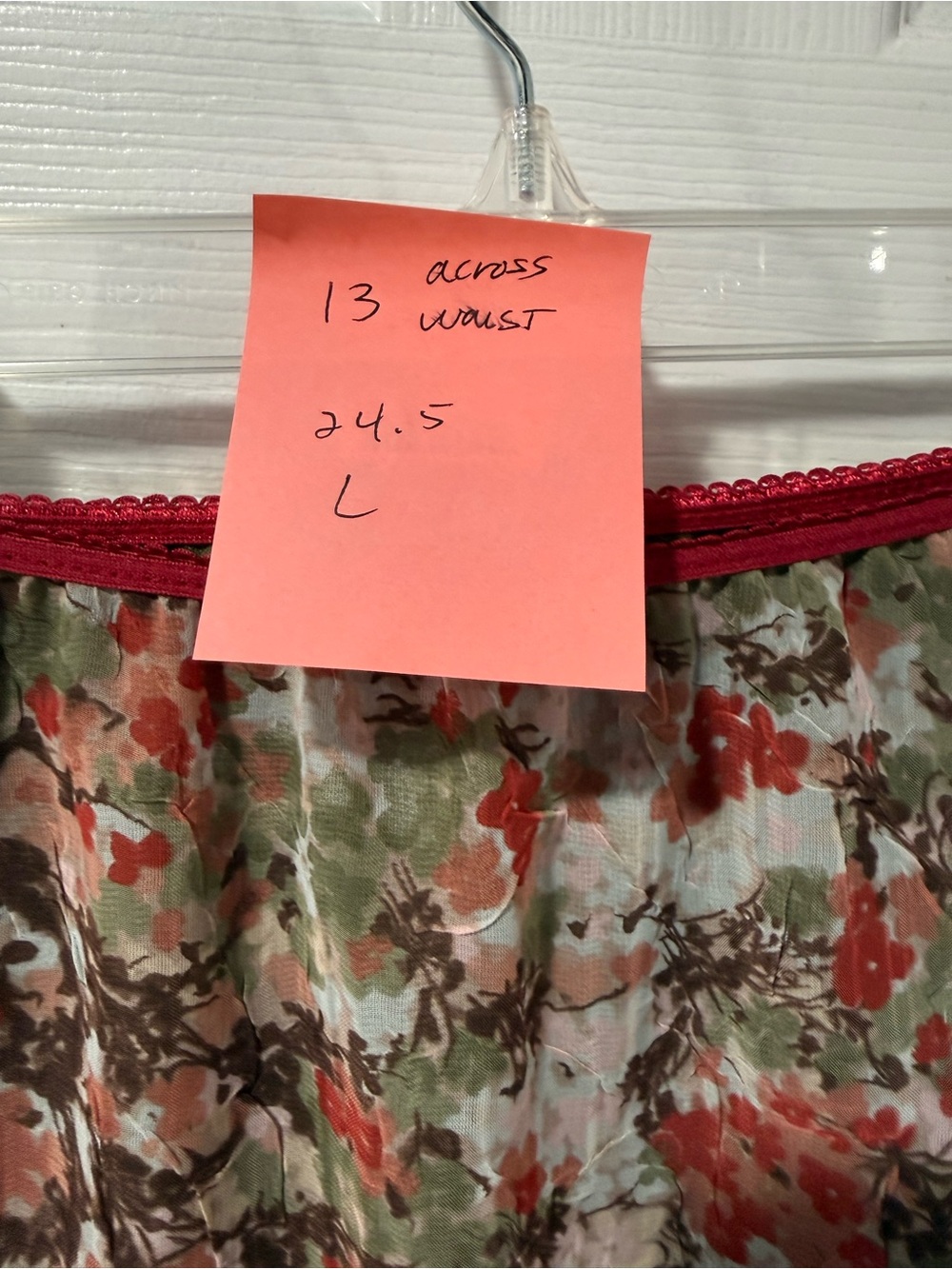 Vintage Jonathan Martin Floral Sheer boho Midi Skirt - Red & Green, lined - Picture 8 of 8